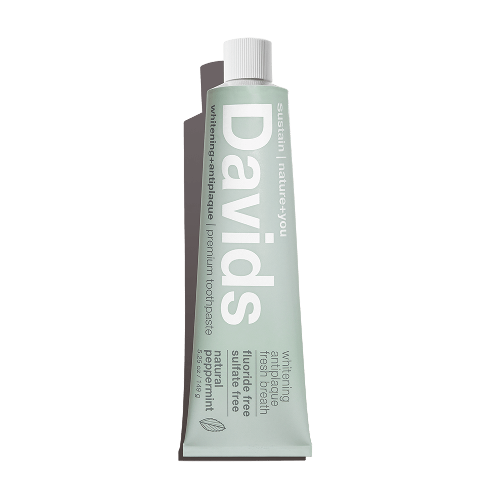 Davids fluoride free natural peppermint toothpaste tube whitening fresh breath sulfate free