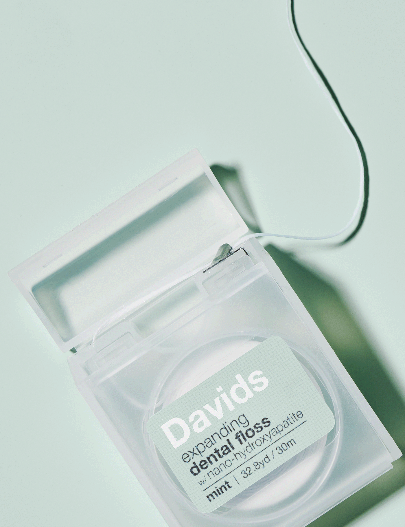 Davids expanding dental floss / refillable dispenser / mint /  30m