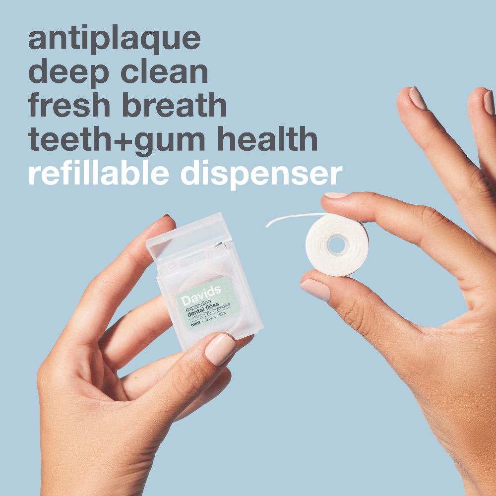 Davids Hydroxi™ expanding dental floss / refillable dispenser / mint /  30m