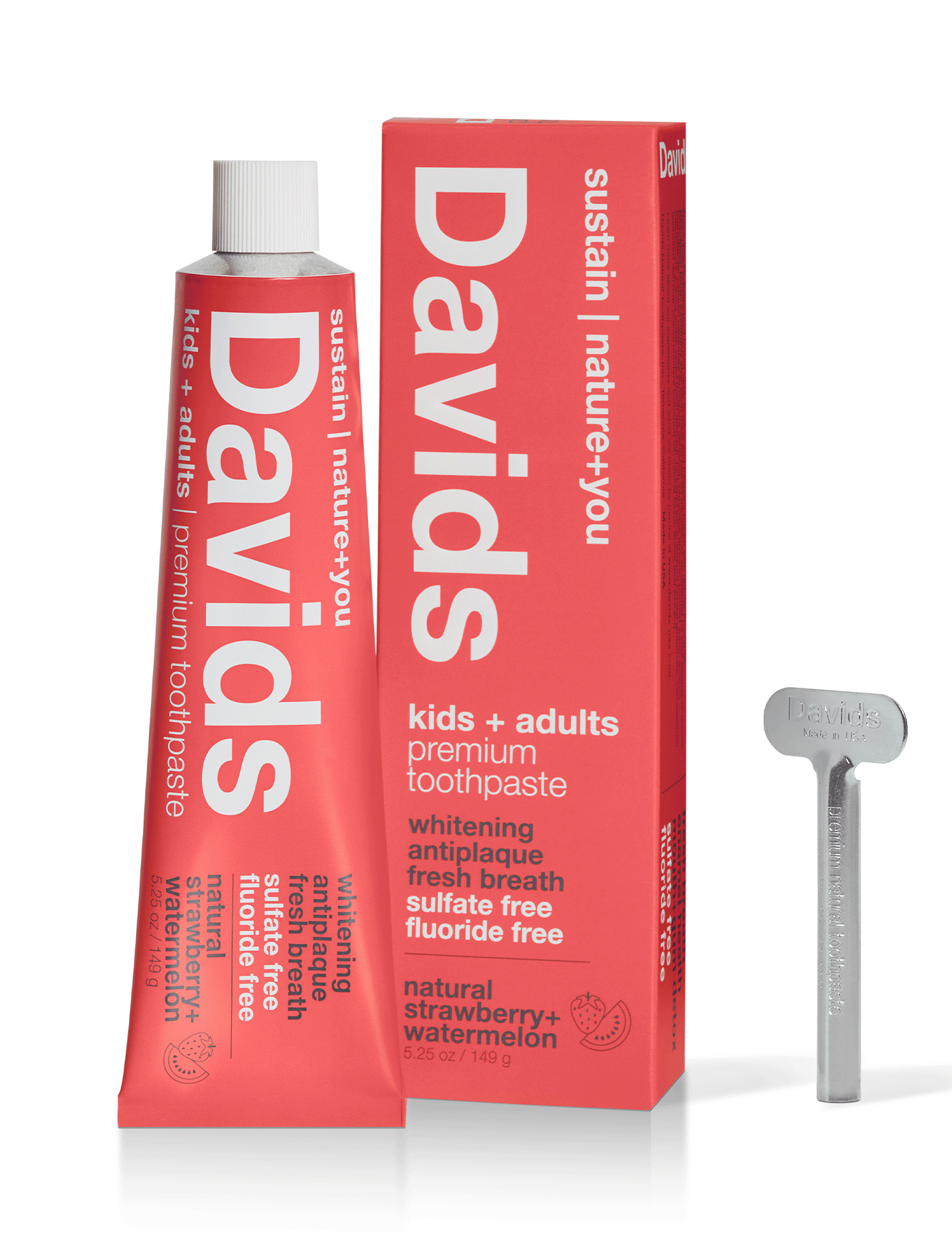 Davids kids + adults premium toothpaste / strawberry watermelon