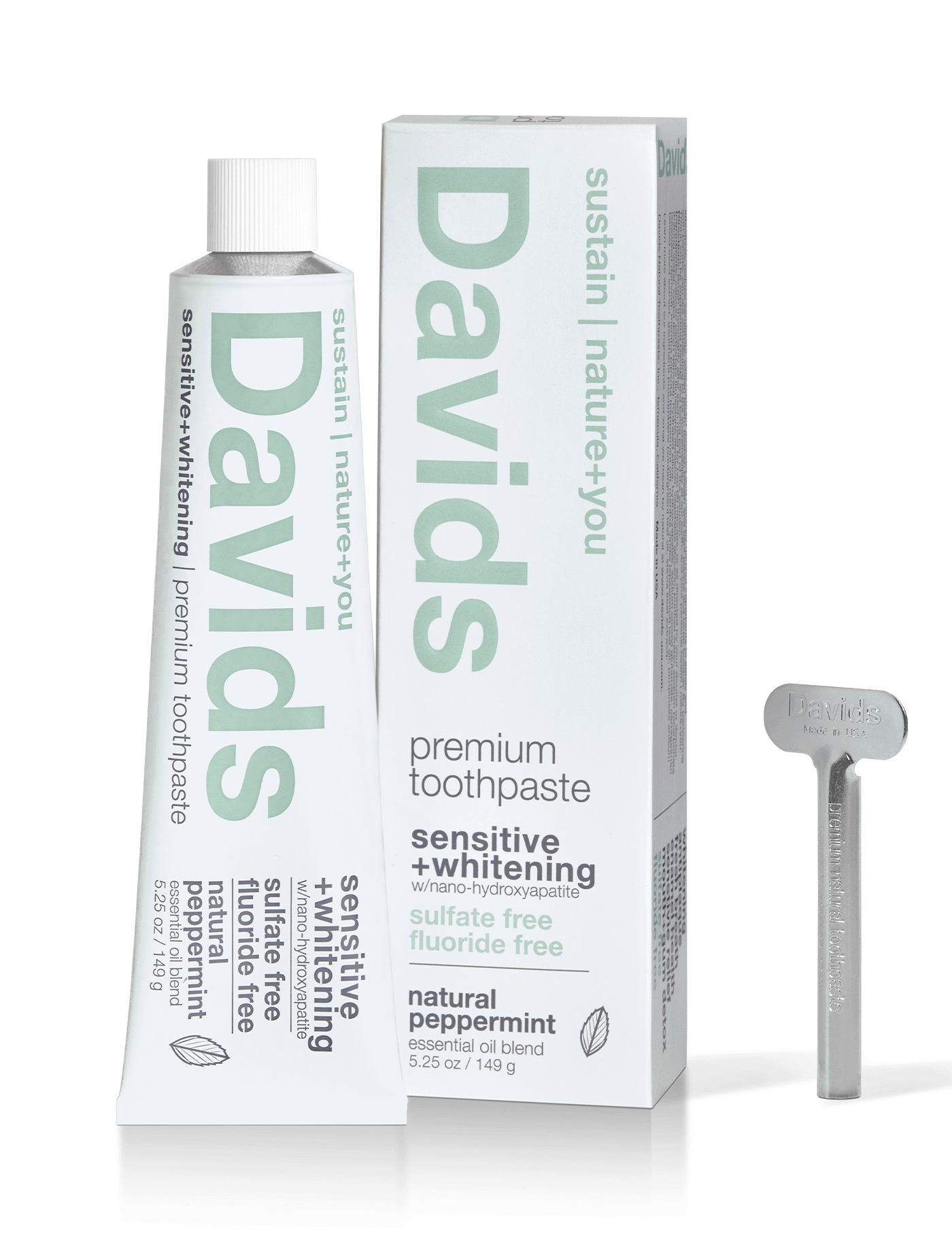 Davids sensitive+whitening nano-hydroxyapatite premium toothpaste / peppermint ***LIMIT QTY 1 DUE TO LOW SUPPLY***