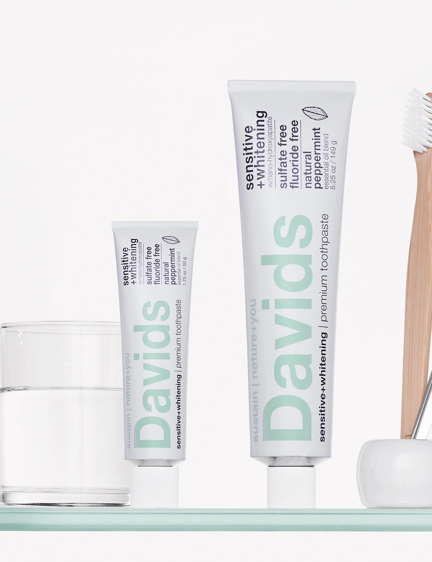 Davids Hydroxi™ travel size premium toothpaste / sensitive+whitening nano-hydroxyapatite / peppermint / 1.75 oz