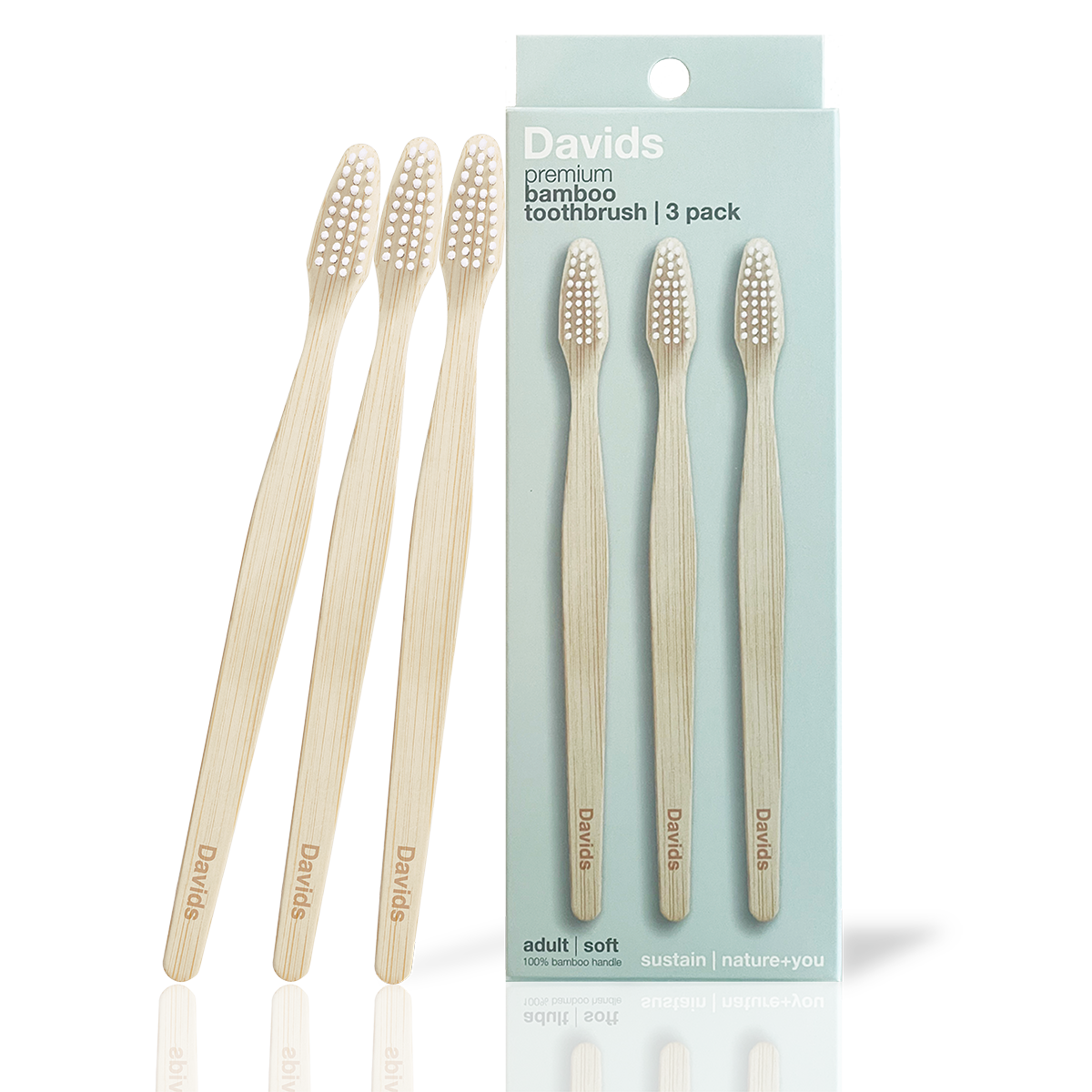 Davids premium bamboo toothbrush / adult soft / 3 pack