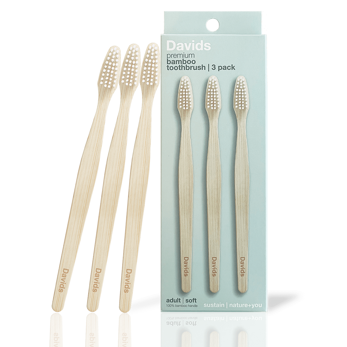 Davids premium bamboo toothbrush / adult soft / 3 pack