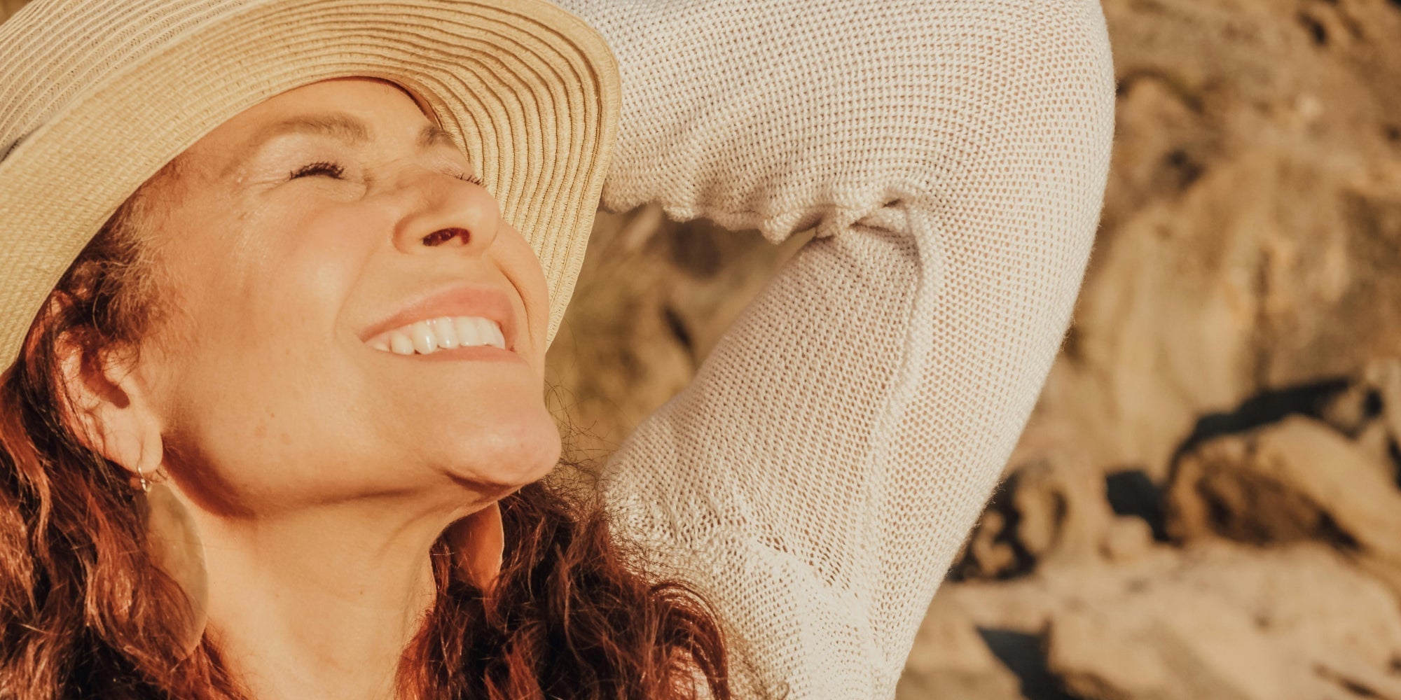 Woman showing her beautiful smile from Davids toothpaste