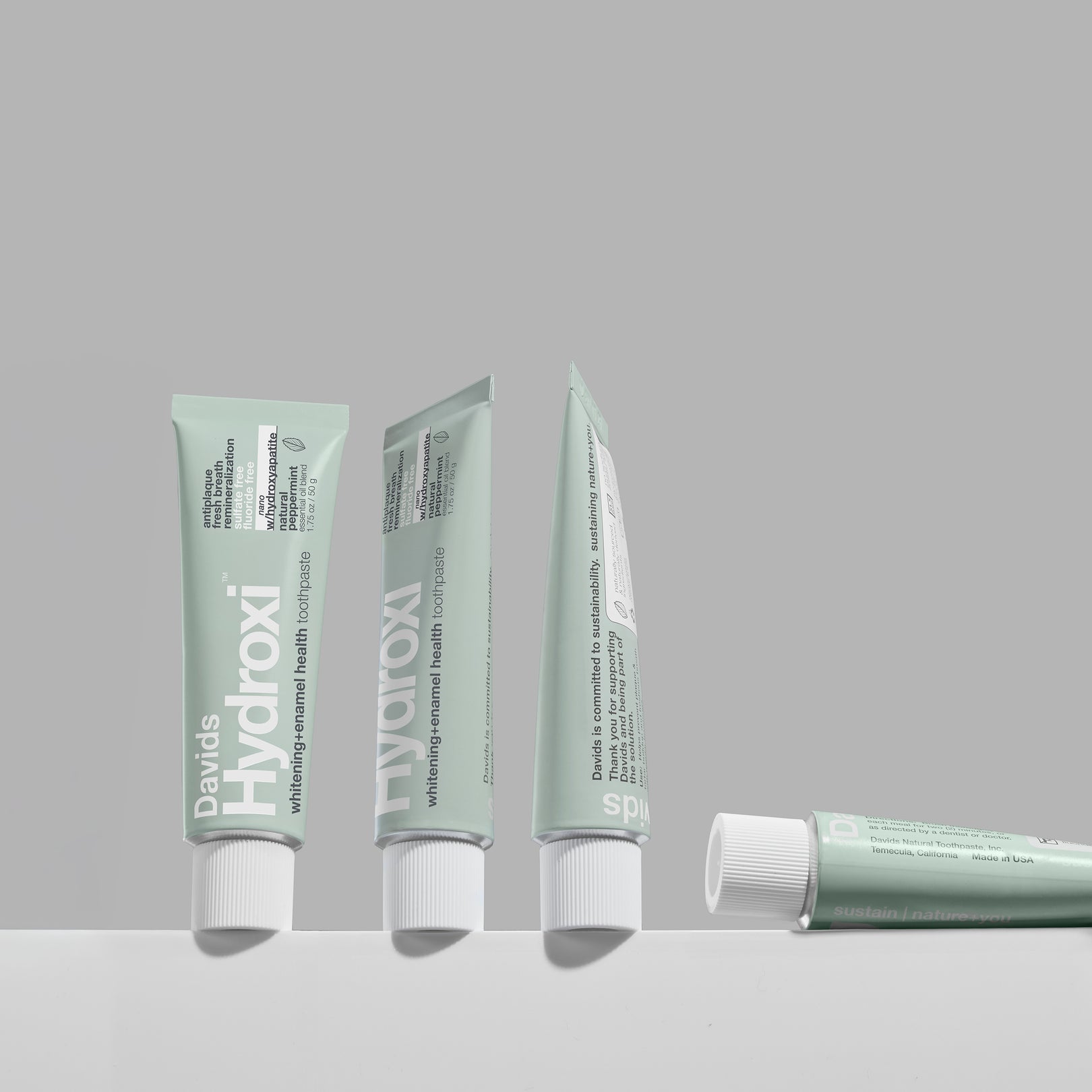 Davids Hydroxi™ travel size toothpaste / whitening + enamel health nano-hydroxyapatite / peppermint / 1.75 oz image 2