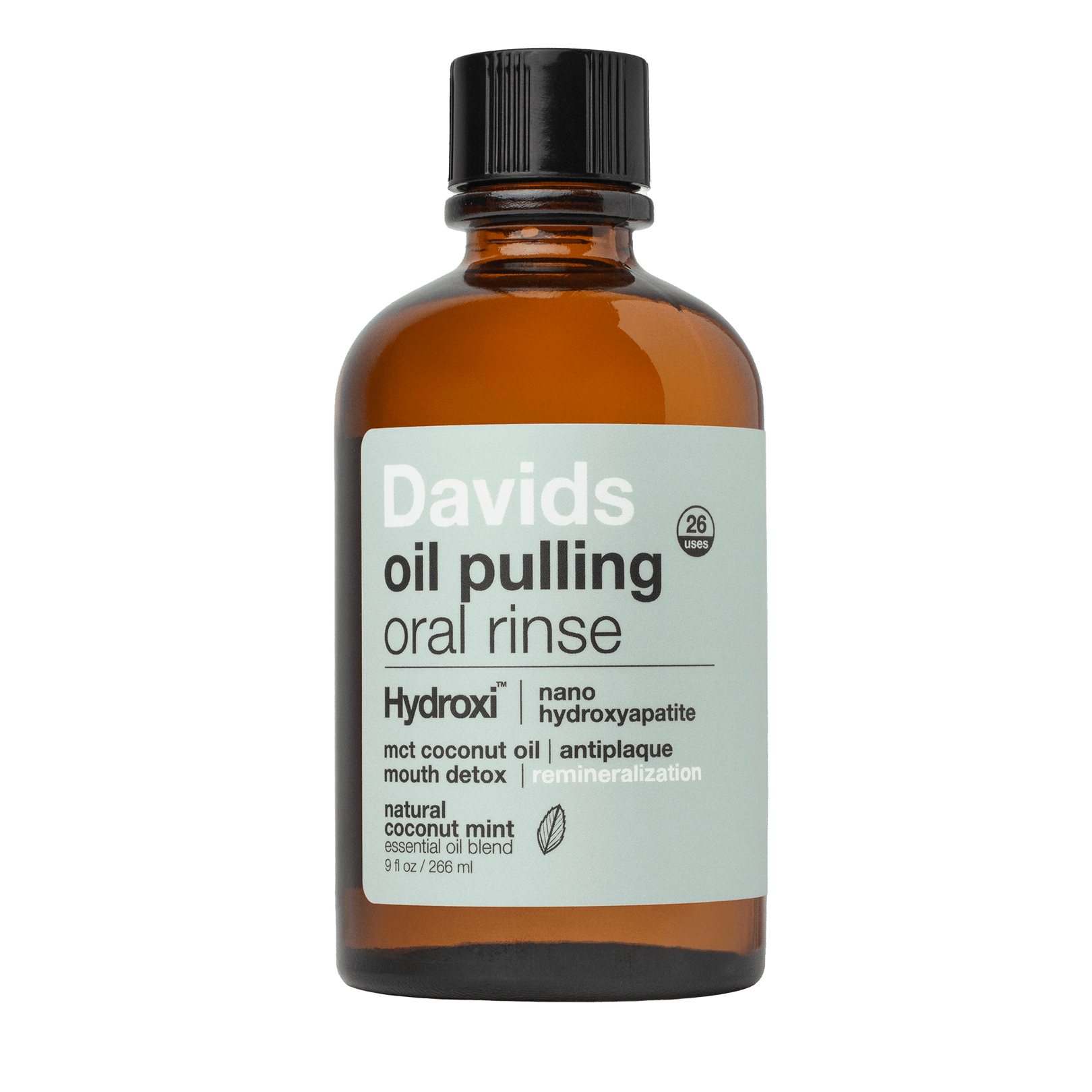 Davids Hydroxi™ oil pulling oral rinse w/ nano hydroxyapatite / 9oz image 1
