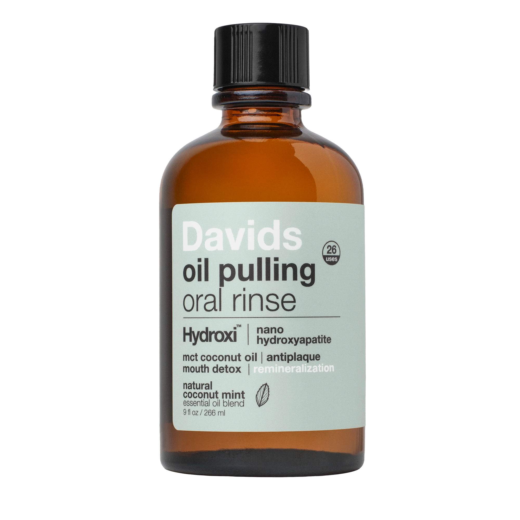 Davids Hydroxi™ oil pulling oral rinse w/ nano hydroxyapatite / 9oz