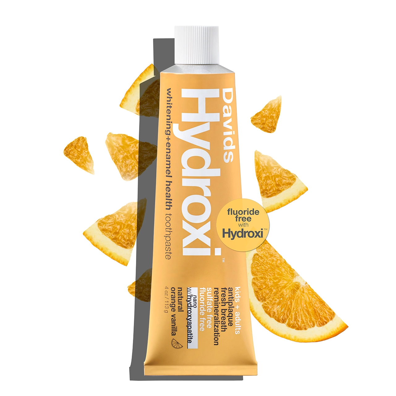 Davids Hydroxi™ whitening + enamel health, nano-hydroxyapatite toothpaste, kids + adults / orange vanilla image 3