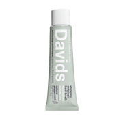 tsa approved travel size Davids toothpaste natural peppermint whitening and antiplaque fluoride free whitening