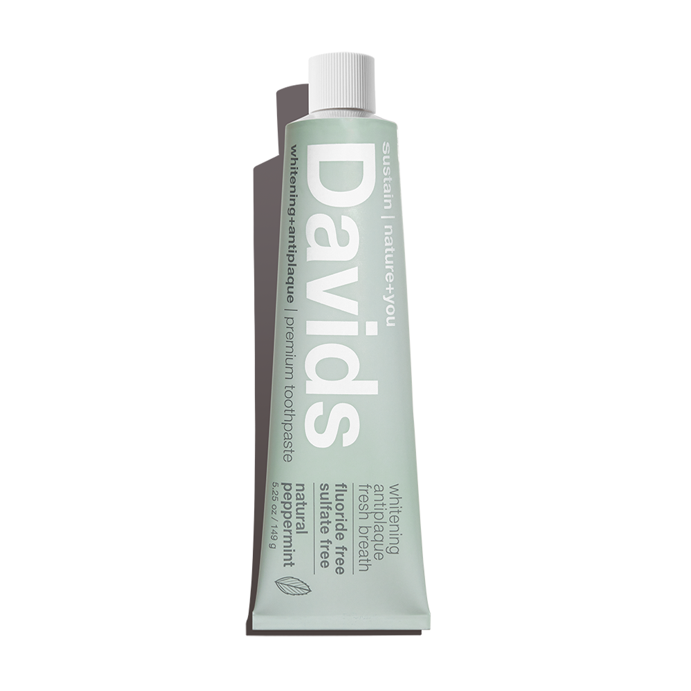 Davids fluoride free natural peppermint toothpaste tube whitening fresh breath sulfate free 