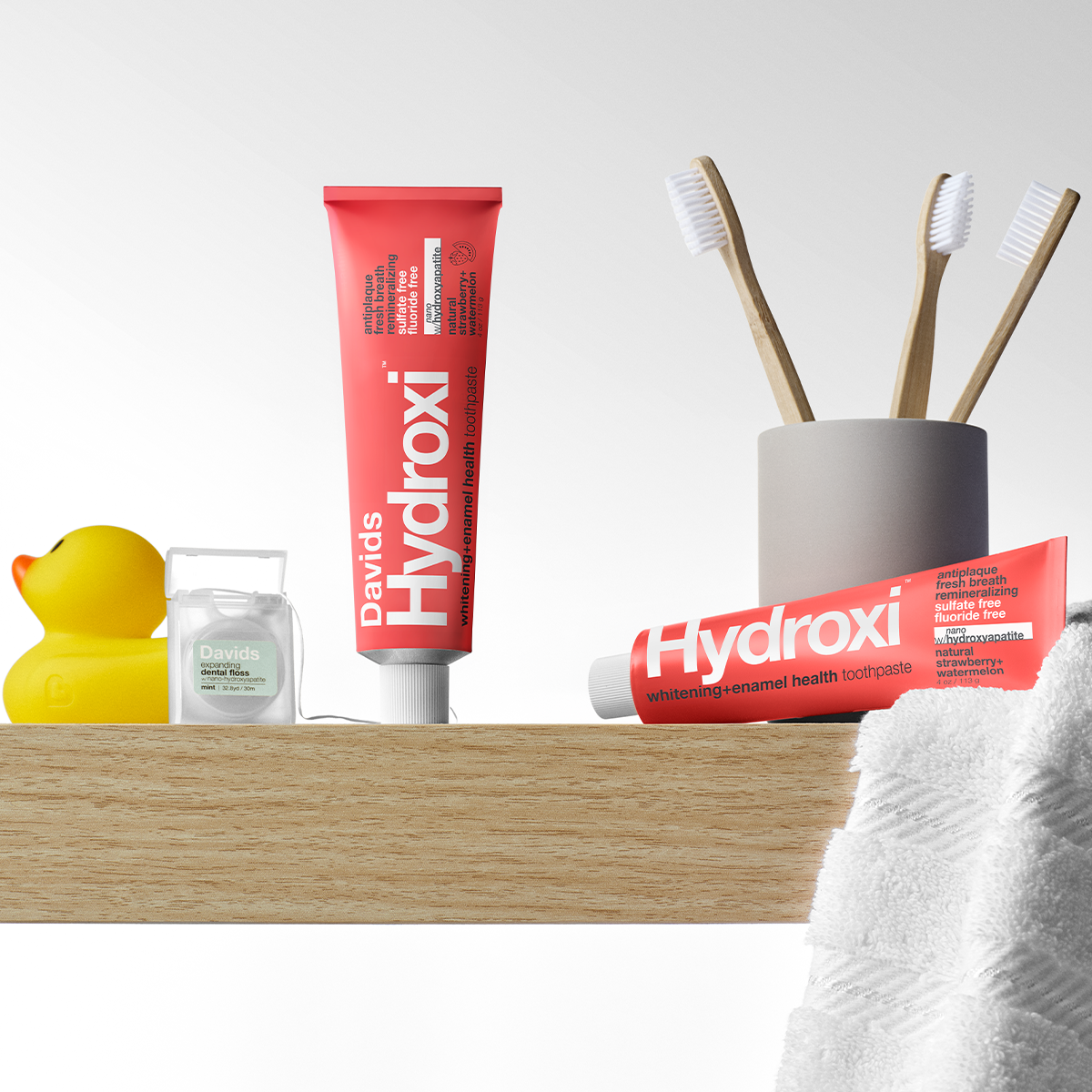 Davids Hydroxi™ whitening + enamel health, nano-hydroxyapatite toothpaste, kids + adults / strawberry watermelon