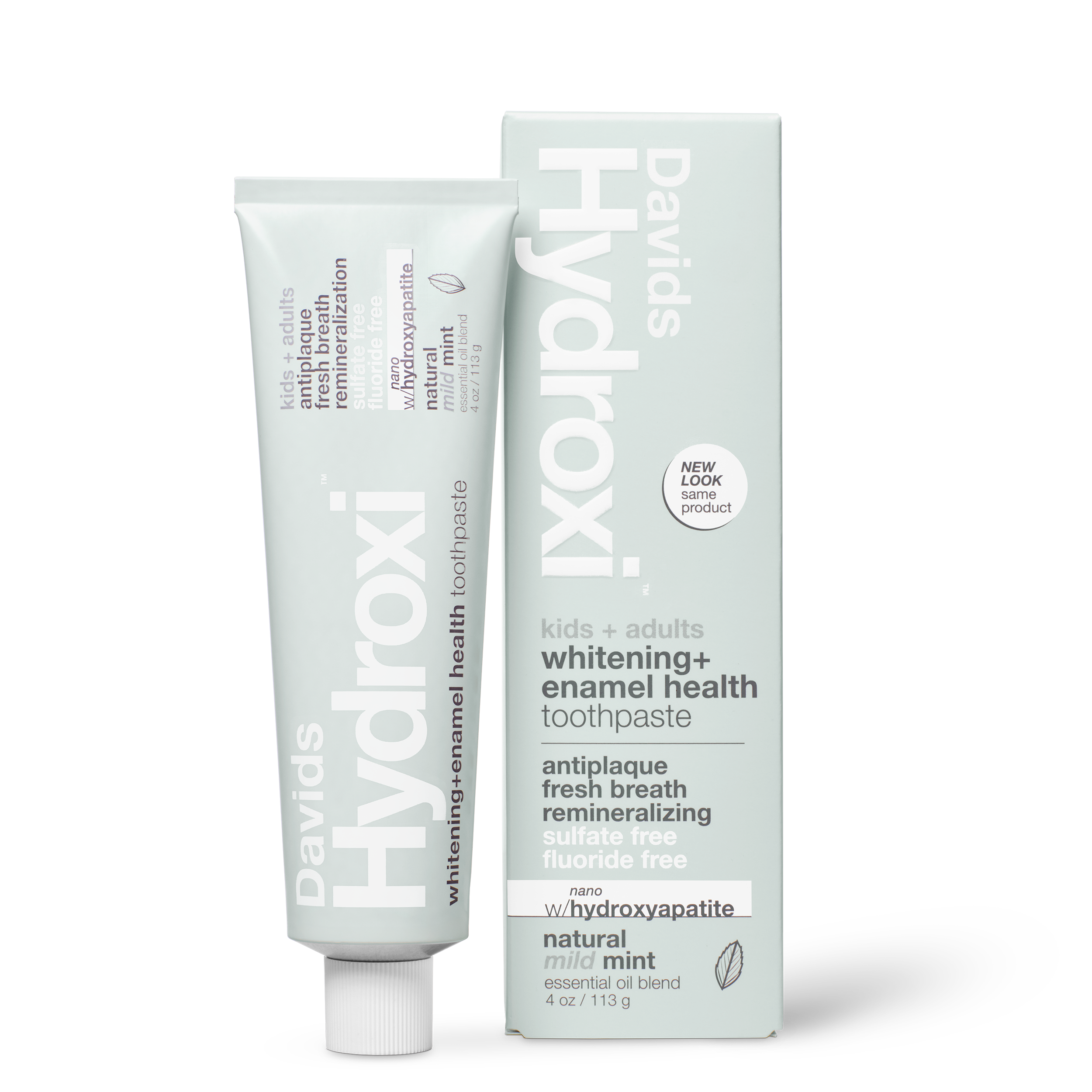 Davids Hydroxi™ whitening + enamel health, nano-hydroxyapatite toothpaste, kids+ adults / mild mint