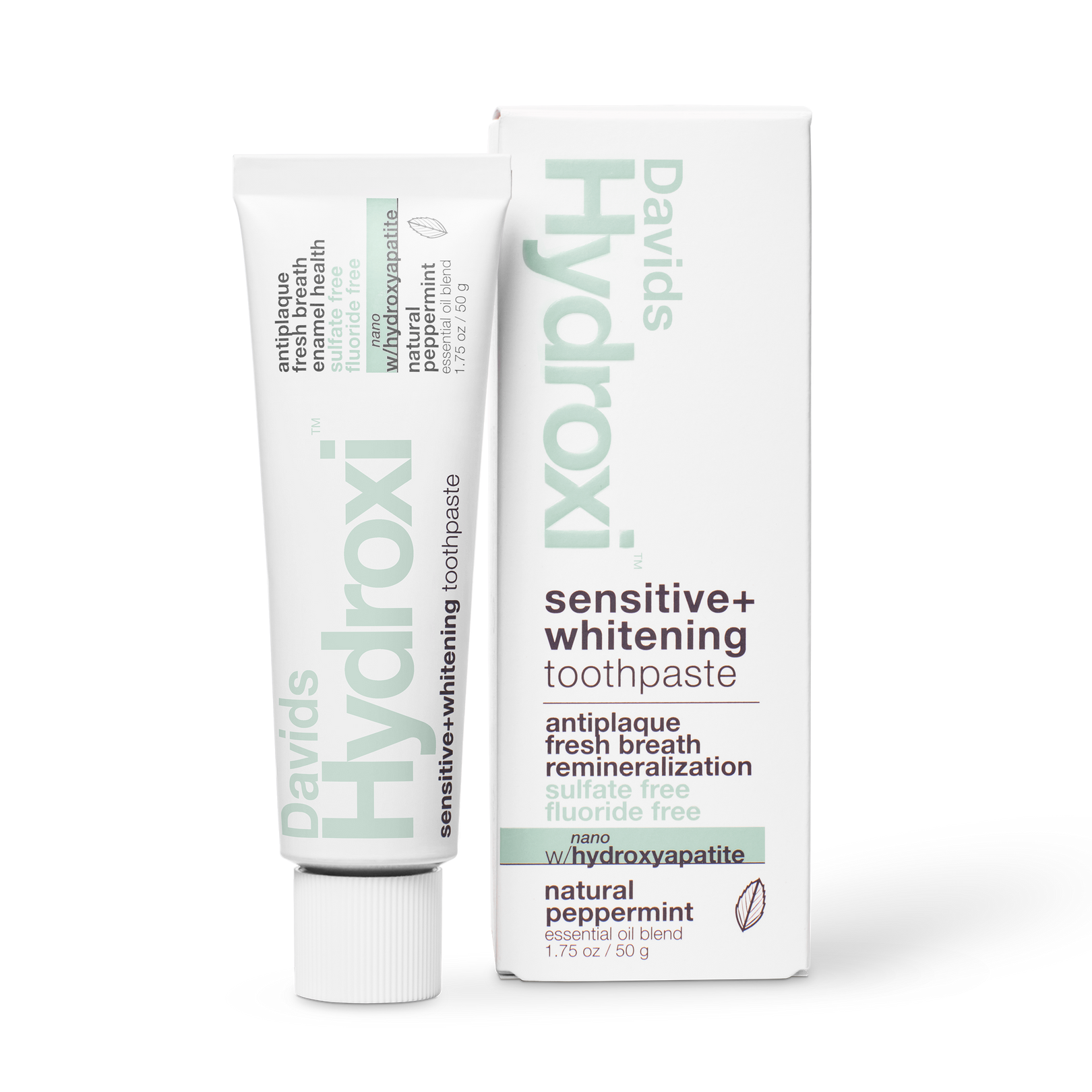 Davids Hydroxi™ travel size premium toothpaste / sensitive+whitening nano-hydroxyapatite / peppermint / 1.75 oz thumbnail 3