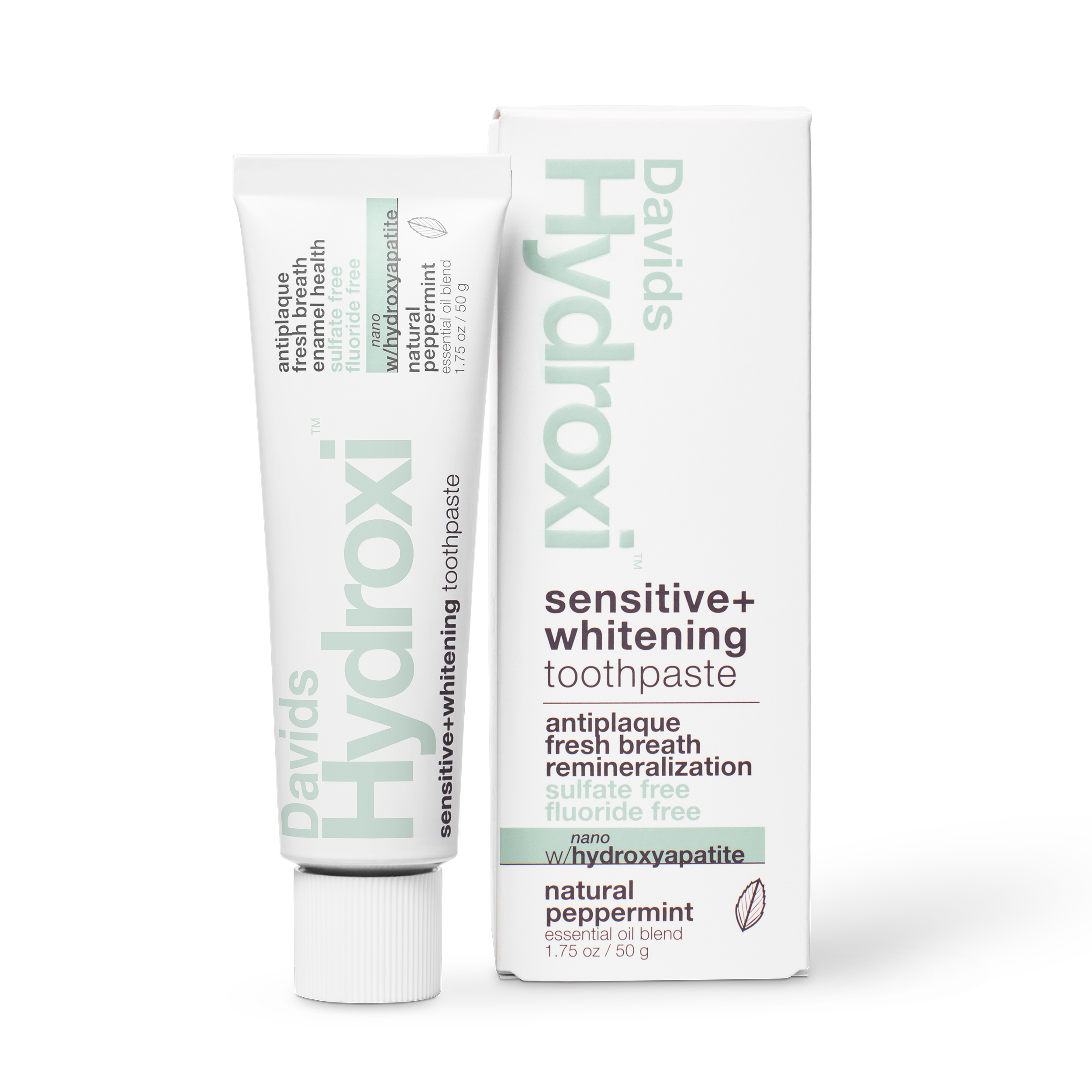 Davids Hydroxi™ travel size premium toothpaste / sensitive+whitening nano-hydroxyapatite / peppermint / 1.75 oz