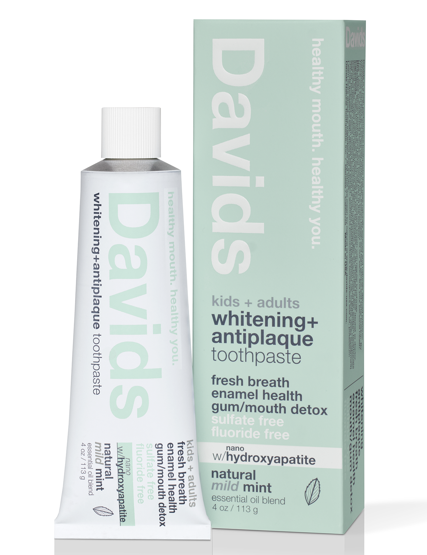 NEW Mild Mint | Davids kids + adults nano-hydroxyapatite premium toothpaste  /  mild mint / 4 oz