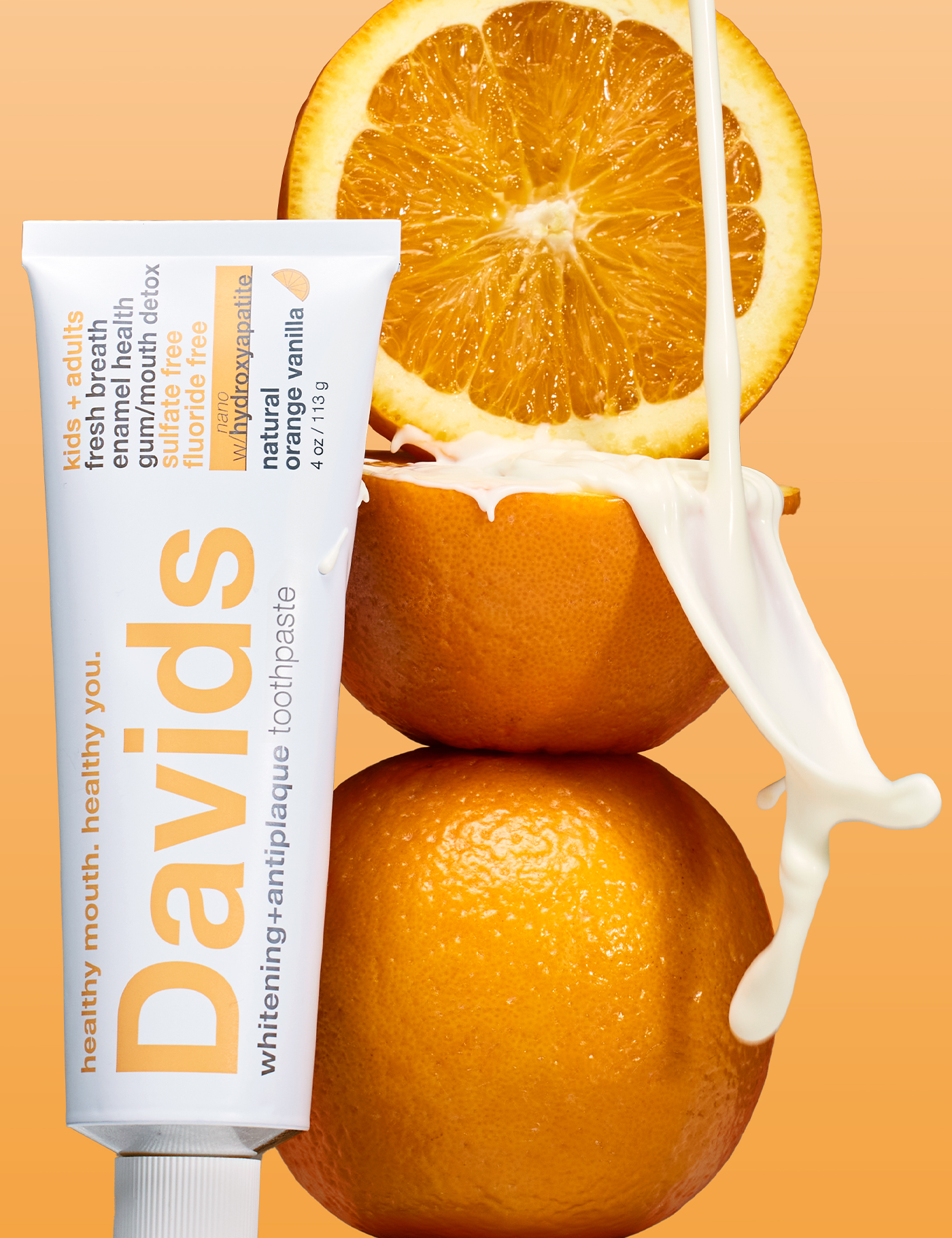 Davids kids + adults nano-hydroxyapatite premium toothpaste  /  orange vanilla