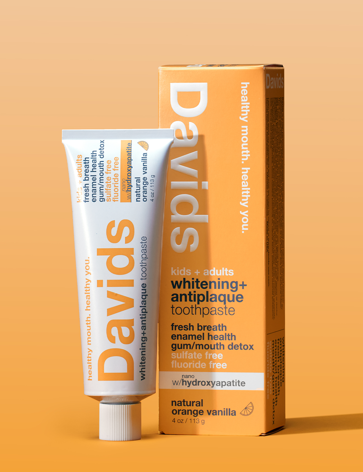 Davids kids + adults nano-hydroxyapatite premium toothpaste  /  orange vanilla