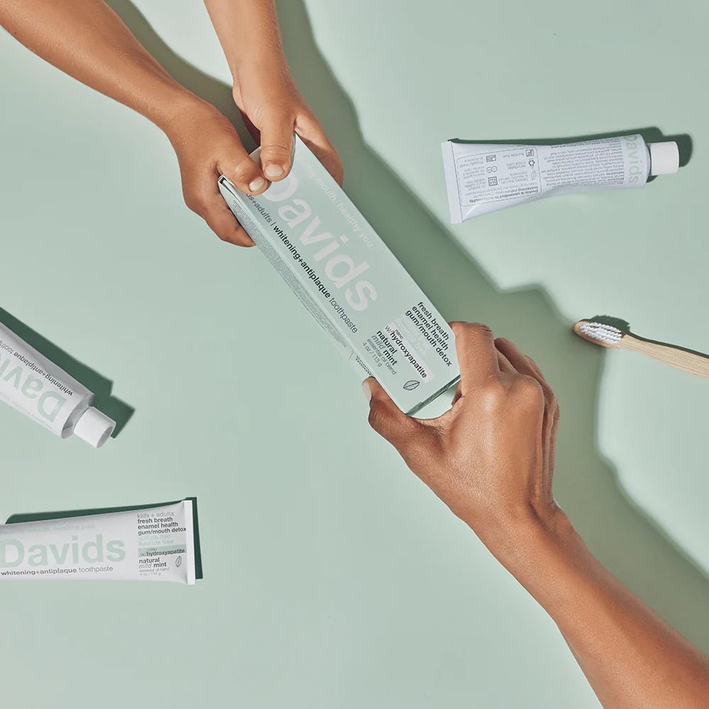 Davids Hydroxi™ whitening + enamel health, nano-hydroxyapatite toothpaste, kids+ adults / mild mint image 3