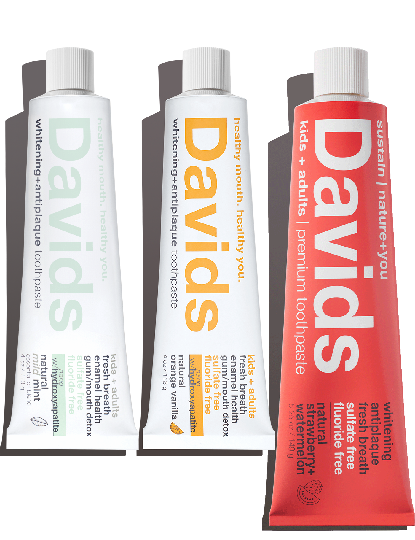 Davids kids + adults premium toothpaste / trial pack