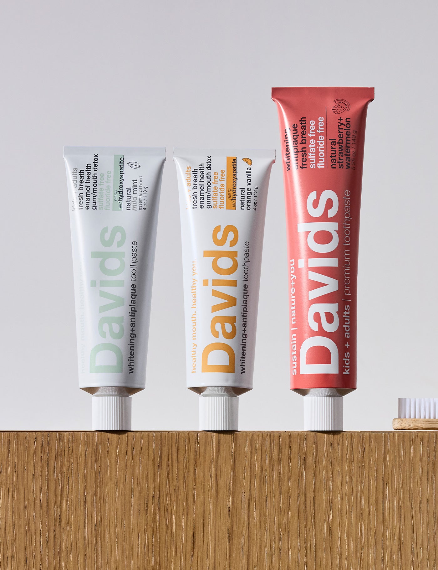 Davids kids + adults premium toothpaste / trial pack