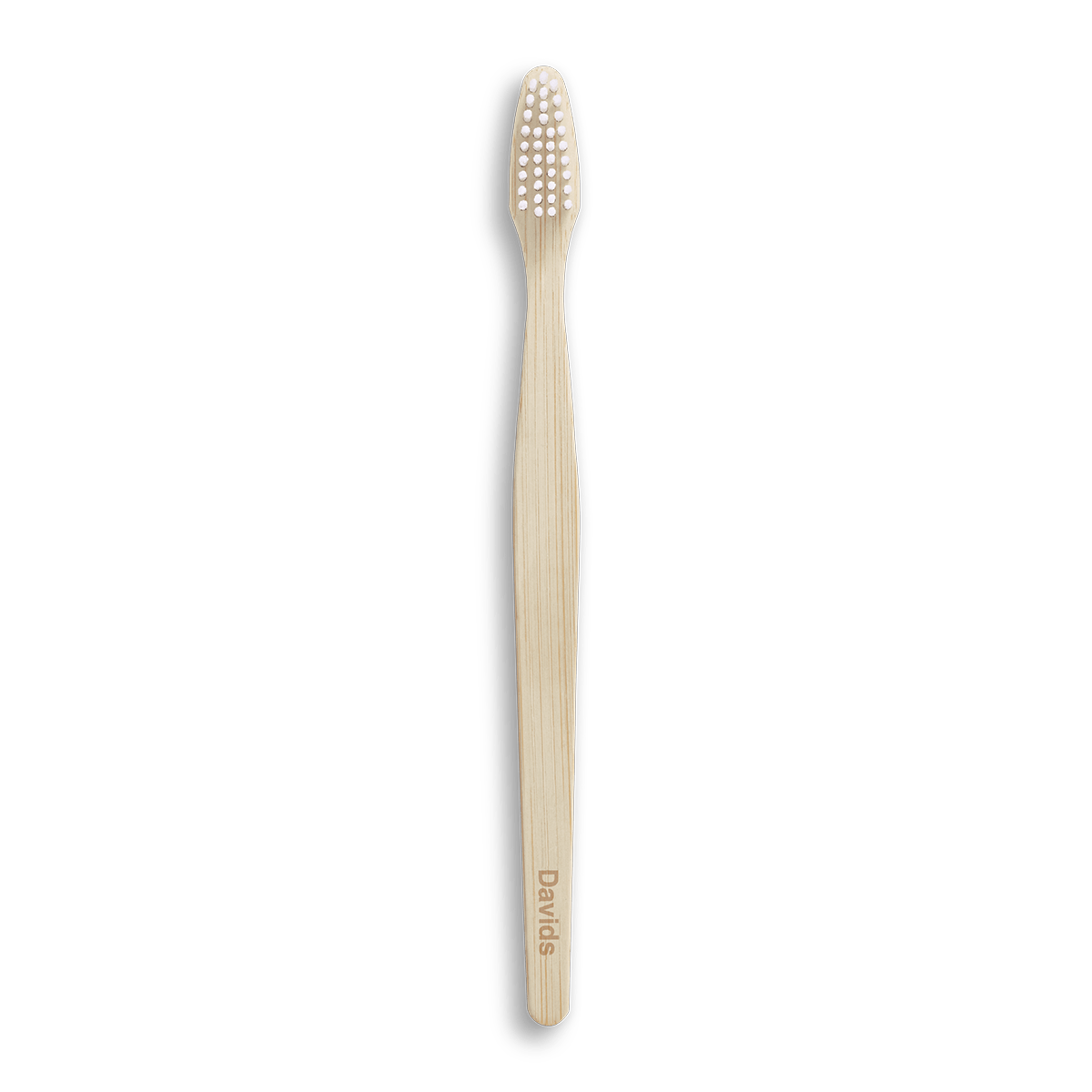 Bamboo toothbrush with white bristles on black background